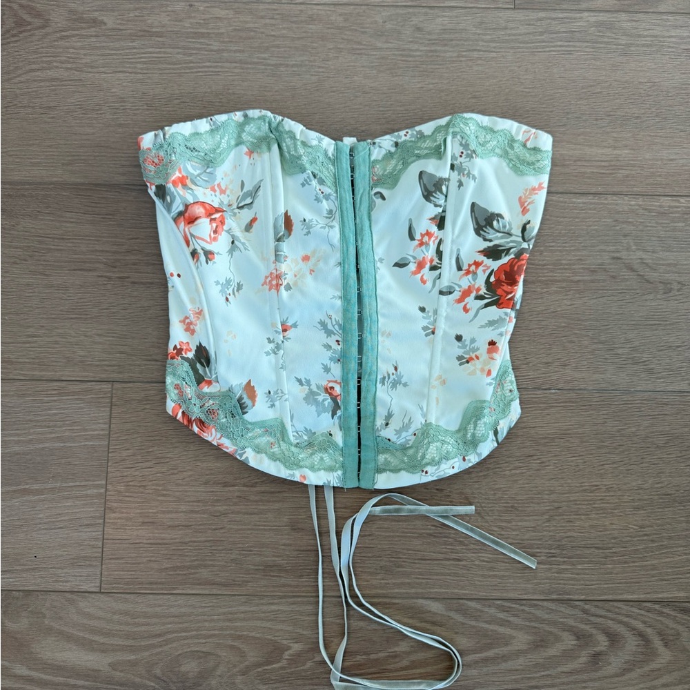 Princess Polly Green Bustier Tie Front Blouse